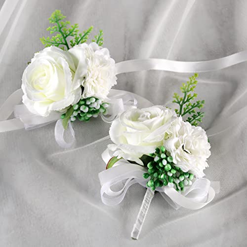White Corsage and Boutonniere set for events