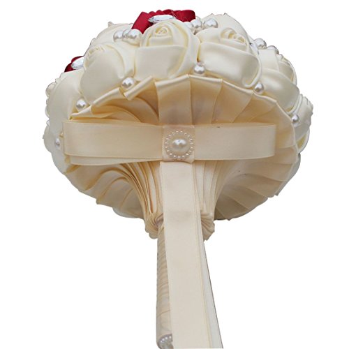 Customizable Ivory Wine Red Diamond Silk Bouquet