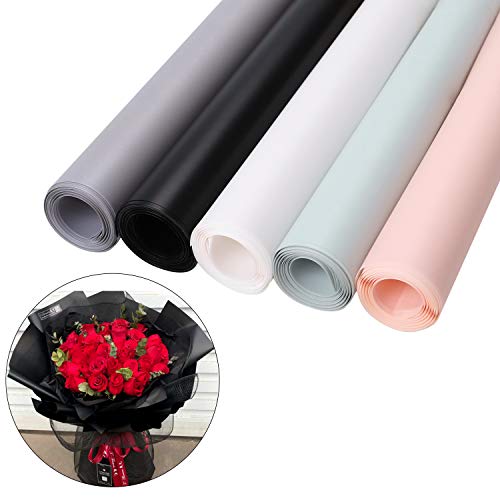 20 Pcs Flower Wrapping Paper Flower Packaging Paper Solid Color Thick Waterproof OPP Matte Paper for DIY Rose Bouquet Wrap Wedding Mother’s Day Valentine's Day Birthday Gift Package(23.5 * 23.5 Inch)