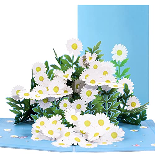 3D Flower Bouquet Greeting Card - Light Blue
