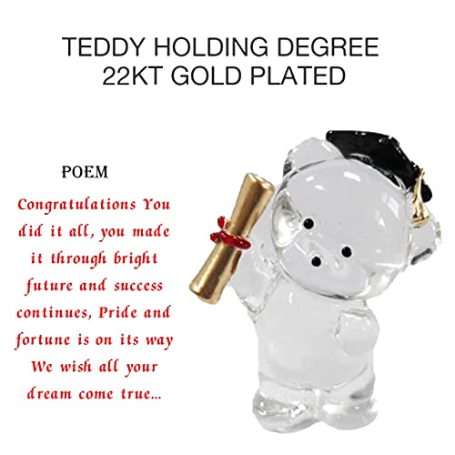 Graduation Teddy Bear with Poem in Glass Box