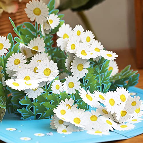 3D Flower Bouquet Greeting Card - Light Blue