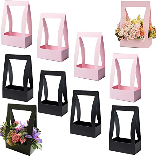 10 Pink and Black Bouquet Gift Bags