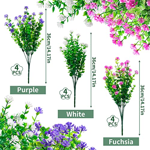 Purple, White and Fuchsia Artificial Flower Bundle Set