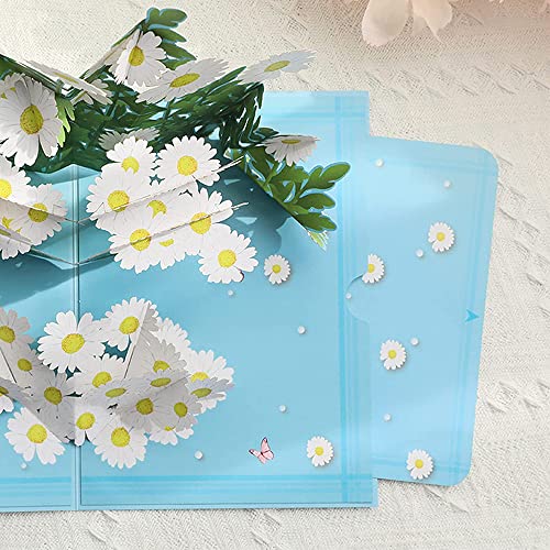 3D Flower Bouquet Greeting Card - Light Blue