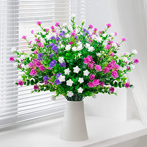 Purple, White and Fuchsia Artificial Flower Bundle Set