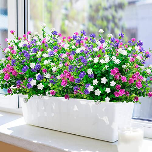 Purple, White and Fuchsia Artificial Flower Bundle Set