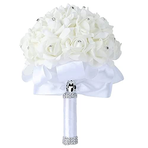 Crystal Diamond Foam Rose Bouquet for Weddings