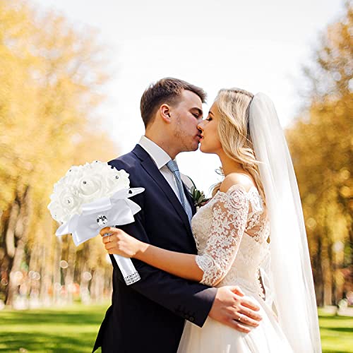 Crystal Diamond Foam Rose Bouquet for Weddings