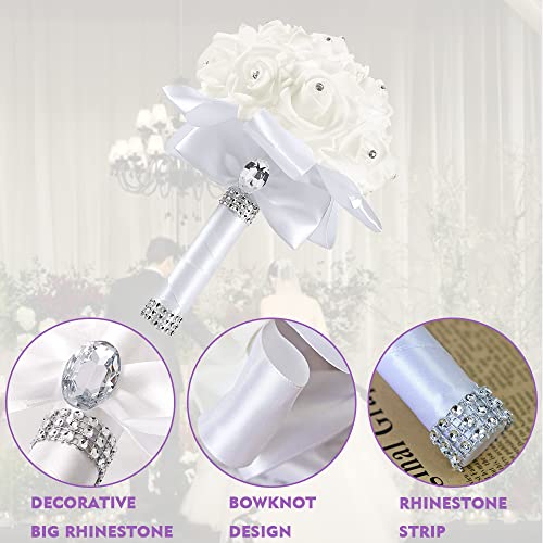 Crystal Diamond Foam Rose Bouquet for Weddings