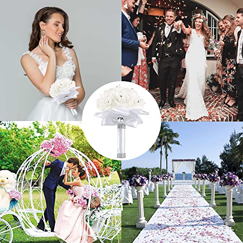 Crystal Diamond Foam Rose Bouquet for Weddings