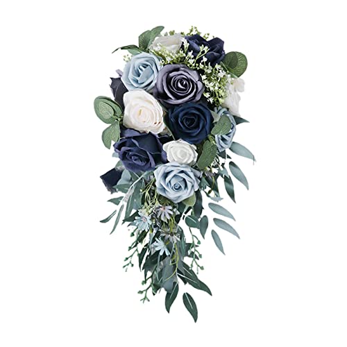Blue Artificial Rose Wedding Bouquet for Romantic Occasion
