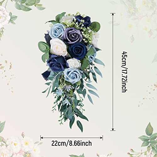 Blue Artificial Rose Wedding Bouquet for Romantic Occasion