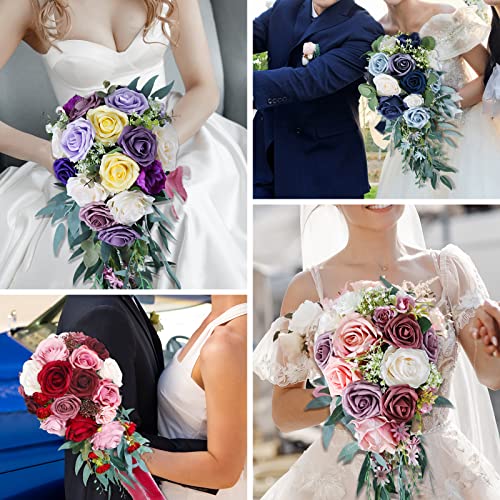 Blue Artificial Rose Wedding Bouquet for Romantic Occasion