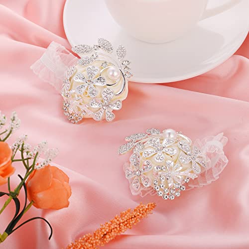 Lusofie Wedding Wrist Corsages with Rhinestones and Pearls