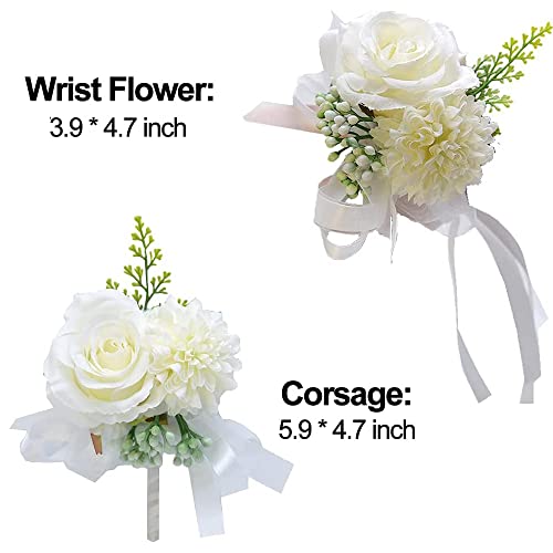 Wedding Rose Wrist Corsage Set