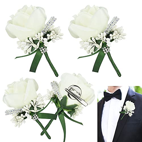 White Rose Boutonnieres for Wedding and Prom
