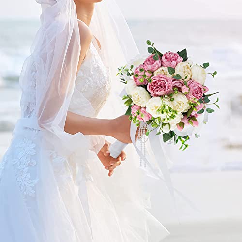 Pink & White Peony Bouquet for Weddings & Home Décor