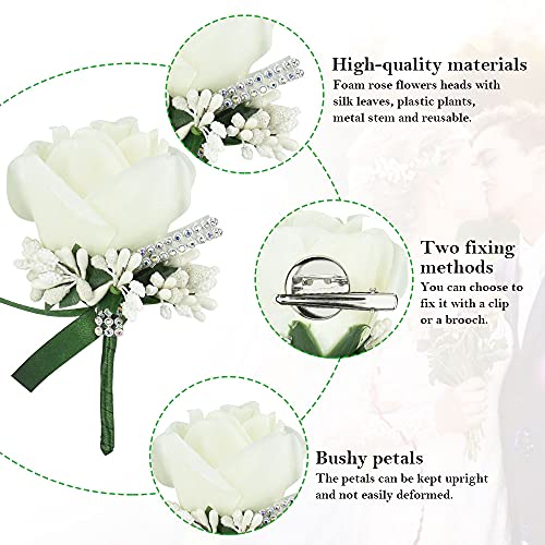 White Rose Boutonnieres for Wedding and Prom