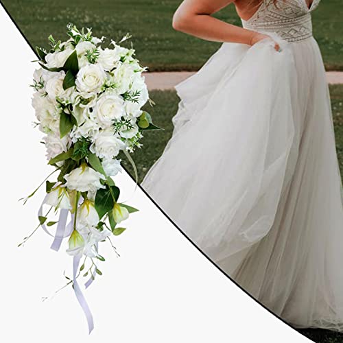 Cascading Artificial Flower Bride Bouquet for Weddings