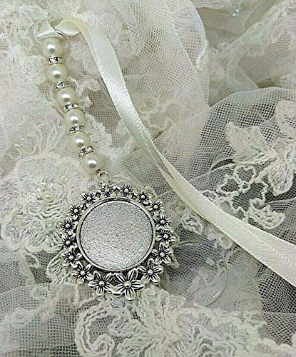 Wedding Bouquet Charm with Memorial Photo and Rhinestone