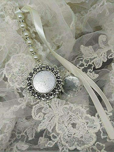 Wedding Bouquet Charm with Memorial Photo and Rhinestone