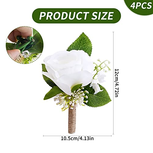 Ivory Rose Boutonniere Set for Weddings & Events