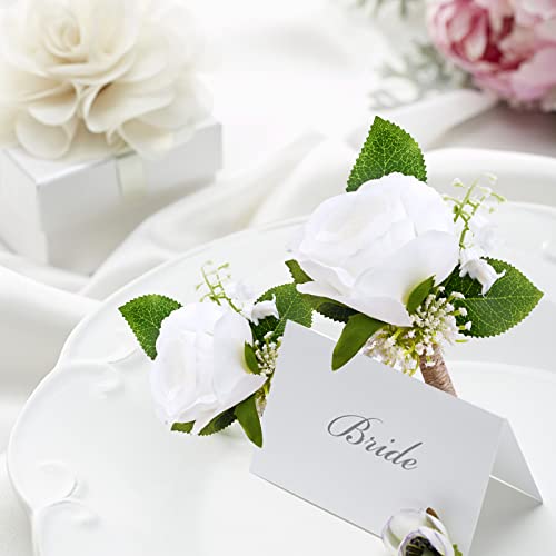 Ivory Rose Boutonniere Set for Weddings & Events