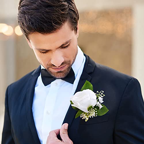 Ivory Rose Boutonniere Set for Weddings & Events