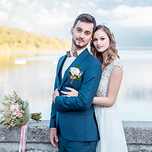 Ivory Rose Boutonniere Set for Weddings & Events