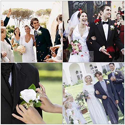 Ivory Rose Boutonniere Set for Weddings & Events