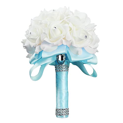 Blue Artificial Bride Bouquets with Ribbon (18cm*24cm)