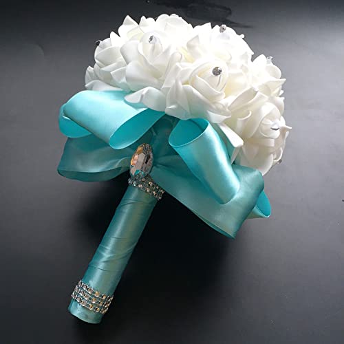 Blue Artificial Bride Bouquets with Ribbon (18cm*24cm)