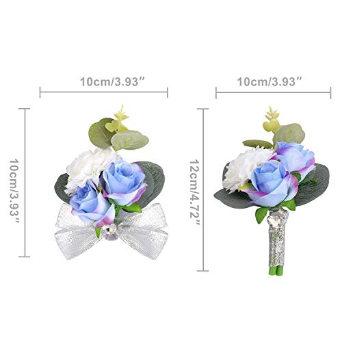 Blue Bridesmaid Wrist Corsage Set