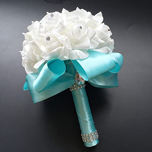 Blue Artificial Bride Bouquets with Ribbon (18cm*24cm)