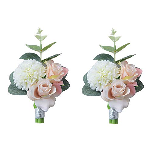 2 Pink Wedding Boutonnieres for Bridesmaids & Guests