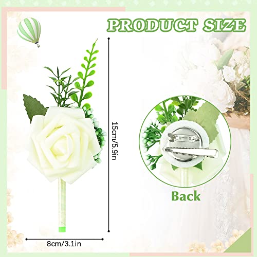 White Rose Boutonniere for Wedding and Prom