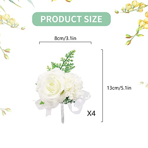 White Rose Boutonniere Set for Weddings & Celebrations