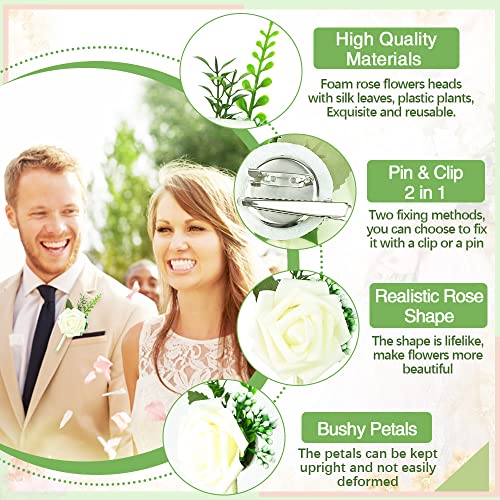 White Rose Boutonniere for Wedding and Prom