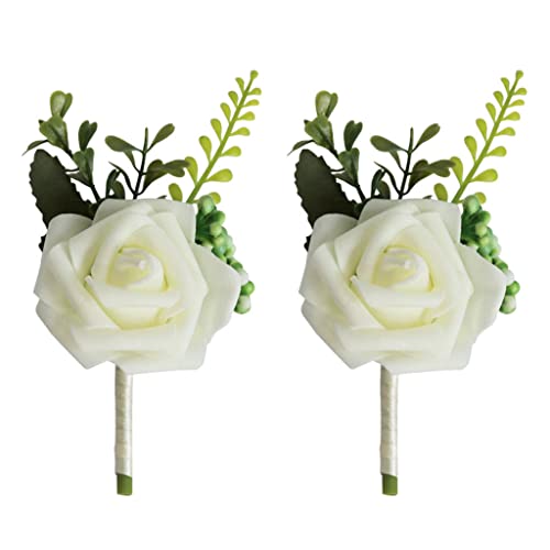 2 White Boutonnieres for Weddings or Proms