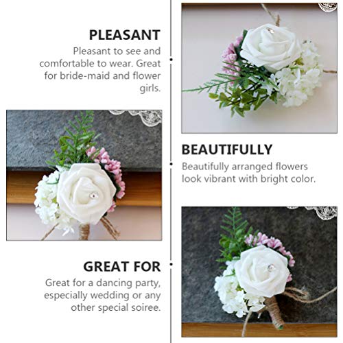 Tomaibaby 2Pcs Wedding Corsage Artificial Flower Silk Rose Brooch Boutonniere Buttonholes Bride Suit Decor for Groom Wedding Ceremony Party