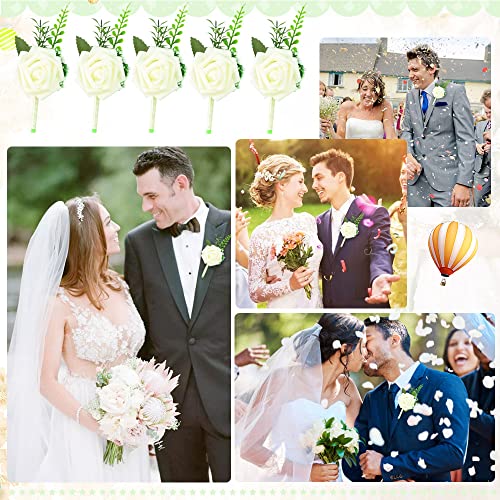 White Rose Boutonniere for Wedding and Prom