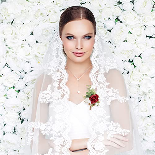 Red Rose Boutonniere Set for Groomsmen