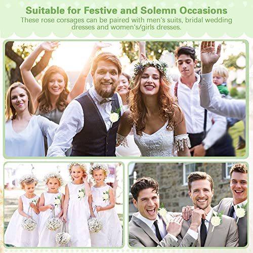 White Rose Boutonniere for Wedding and Prom