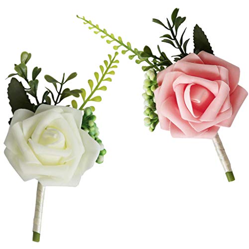 2 White Boutonnieres for Weddings or Proms