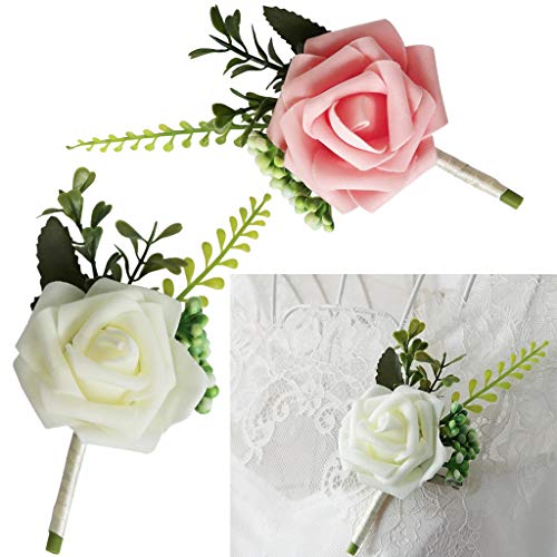 2 White Boutonnieres for Weddings or Proms