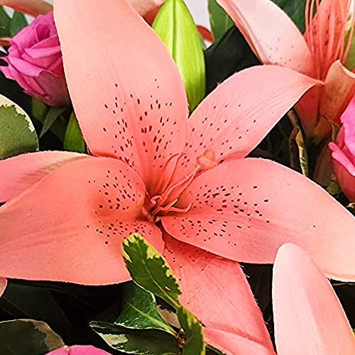 Pink Lily and Rose Bouquet