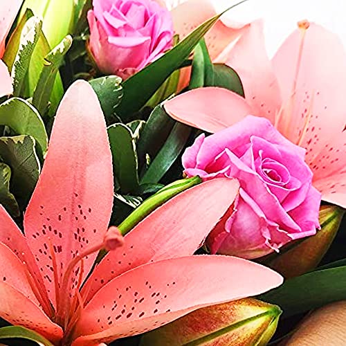 Pink Lily and Rose Bouquet