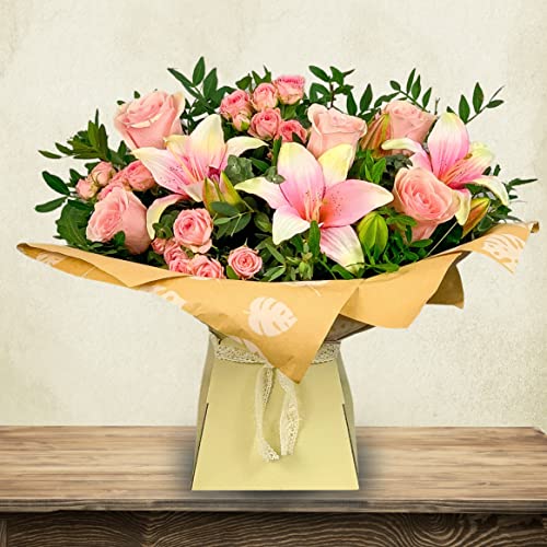 Pink Lily and Rose Bouquet