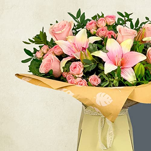 Pink Lily and Rose Bouquet